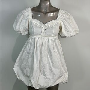 Free People White Puff Sleeve Dress